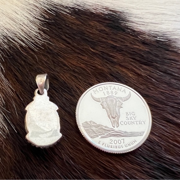 ❤️ Sonoran Gold Turquoise Navajo Style Southwestern Sterling Silver Pendant 1”L - Picture 7 of 14